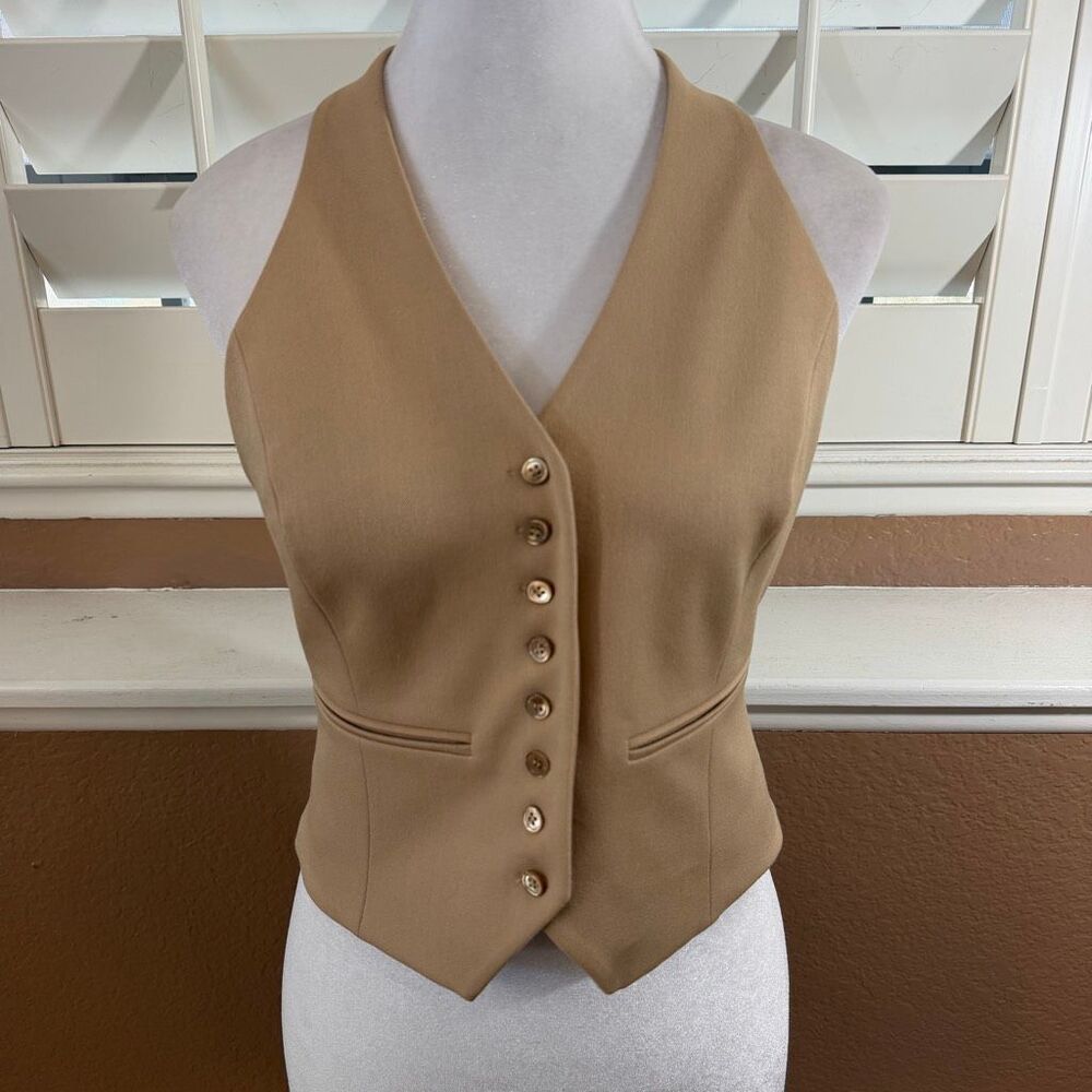 Favorite Daughter The Favorite Halter Vest Beige Sz S Quiet Luxury Office Chic